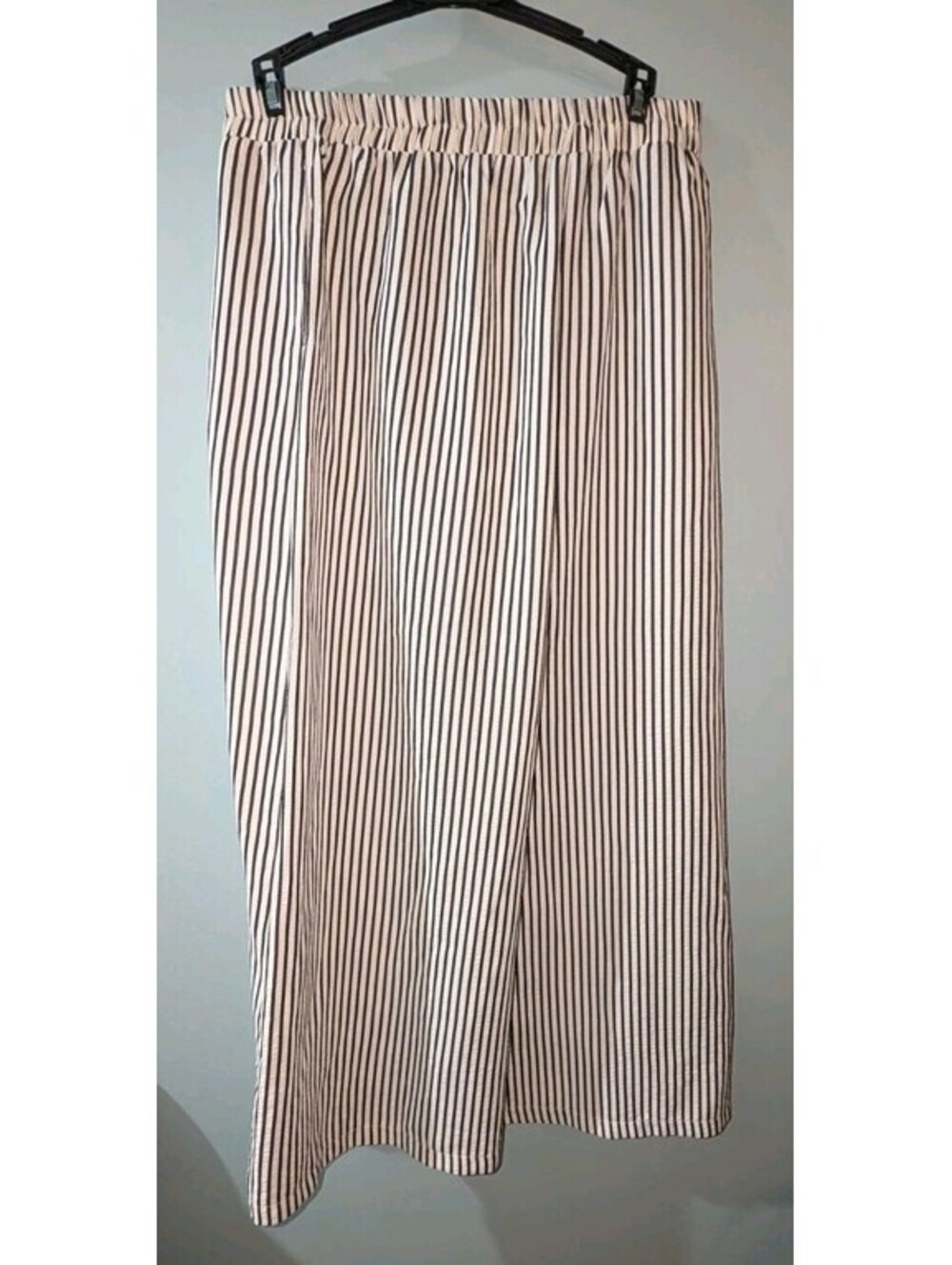 Shein Pull On Cute Classy Pants Sz XL Black & White Stripes Elastic Waist